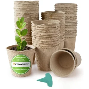 60 Packs 4 Inch Peat Pots Plant Starters for Seedling with 15 Pcs Plant Labels Biodegradable