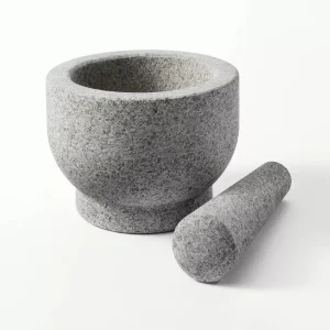 2.1 Cup Granite Mortar and Pestle Set,5.5” Stone Muddler and Bowl,Durable Stone Grinder