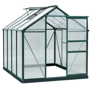 6'x8'x7' WalkIn Garden Greenhouse Heavy Duty Outdoor Aluminum Green House Kit w Rain Gutter