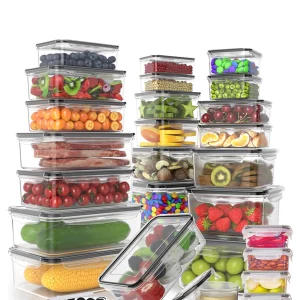 12pcs/24pcs/Food storage container with lid for pantry/kitchen organization with label