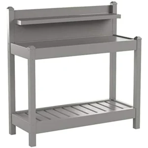 Dura-Trel Greenfield PVC Vinyl Indoor Outdoor Table Potting Bench Station with Shelf